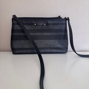 Kate Spade Haven Lane Ramey Crossbody Bag Black Glitter Stripes